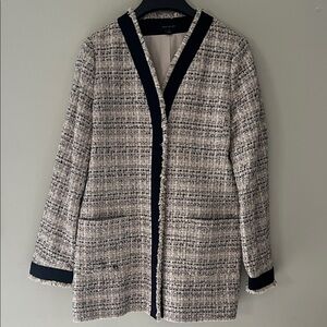 Ann Taylor Black and Cream Tweed Blazer